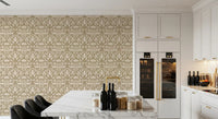 Classic Cream and Beige Floral Wallpaper⁠