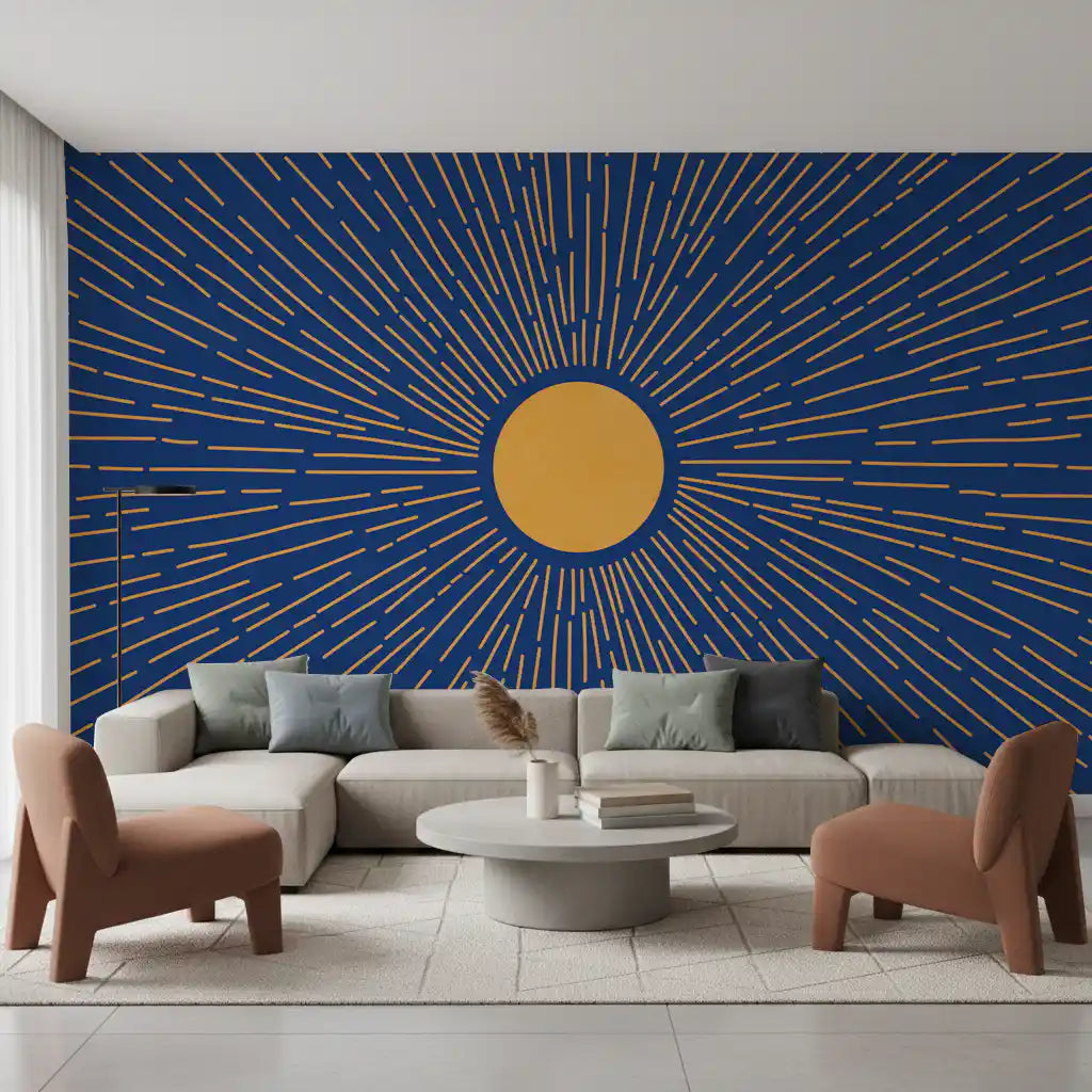 Radiant Solar Burst Abstract Wall Mural