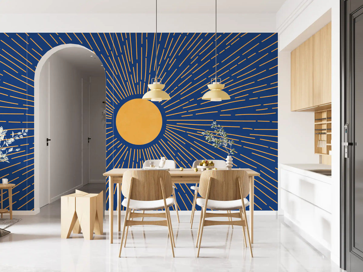 Radiant Solar Burst Abstract Wall Mural