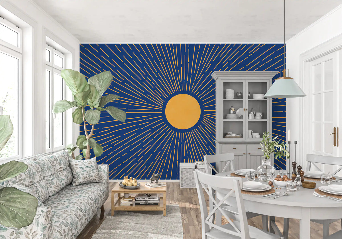 Radiant Solar Burst Abstract Wall Mural