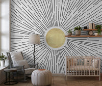 Golden Sunburst Radiance Wall Mural