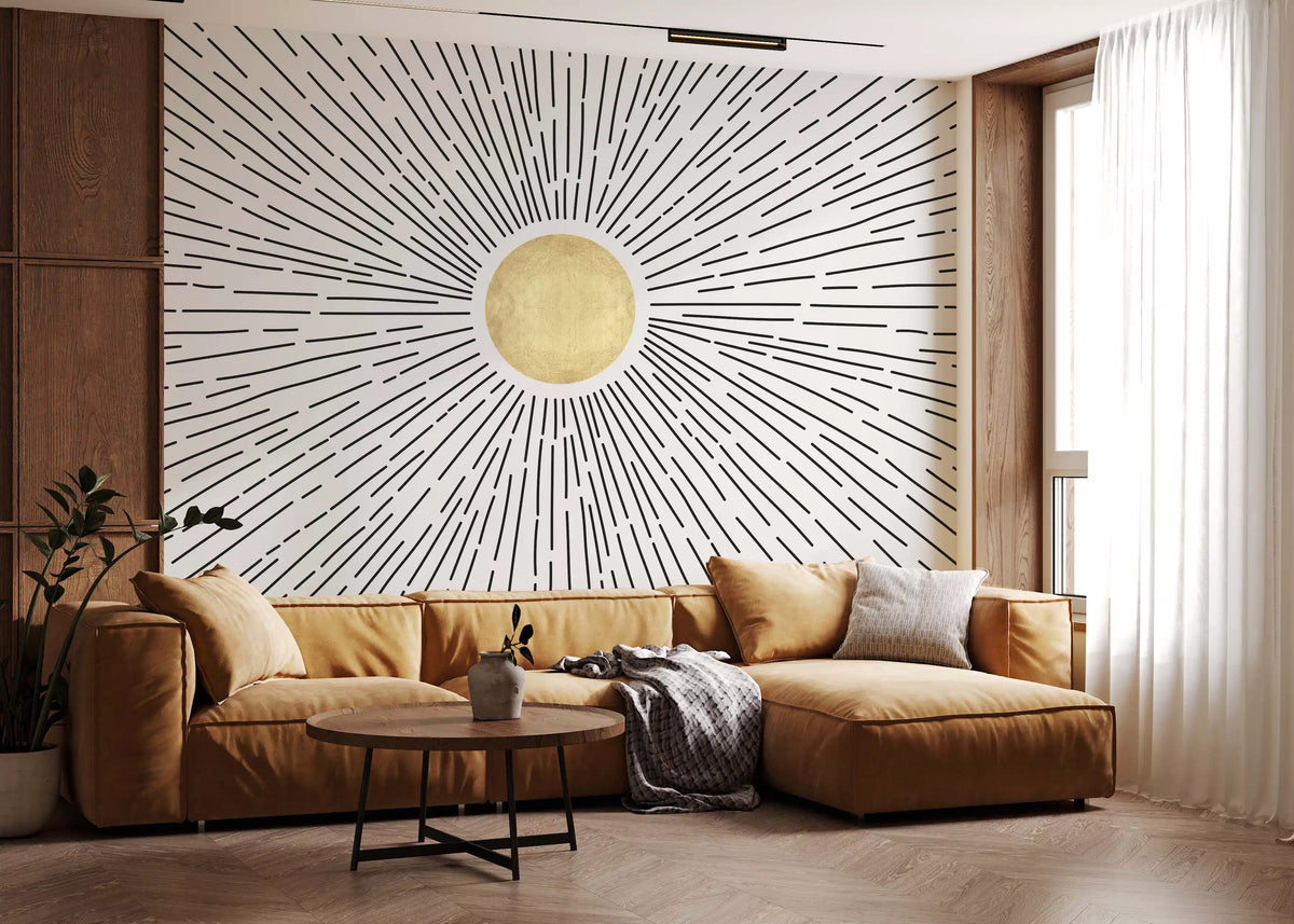 Golden Sunburst Radiance Wall Mural