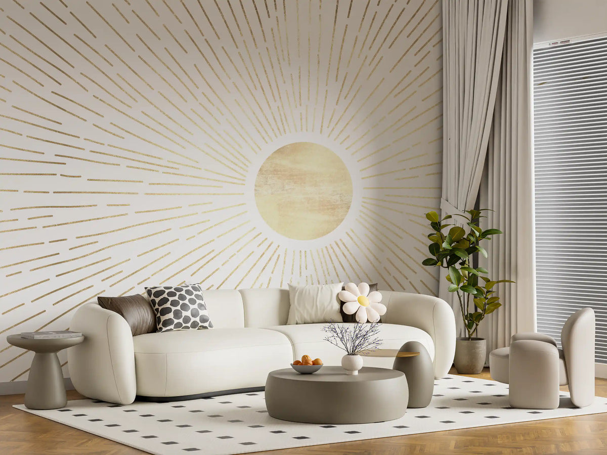Radiant Golden Burst Wall Mural