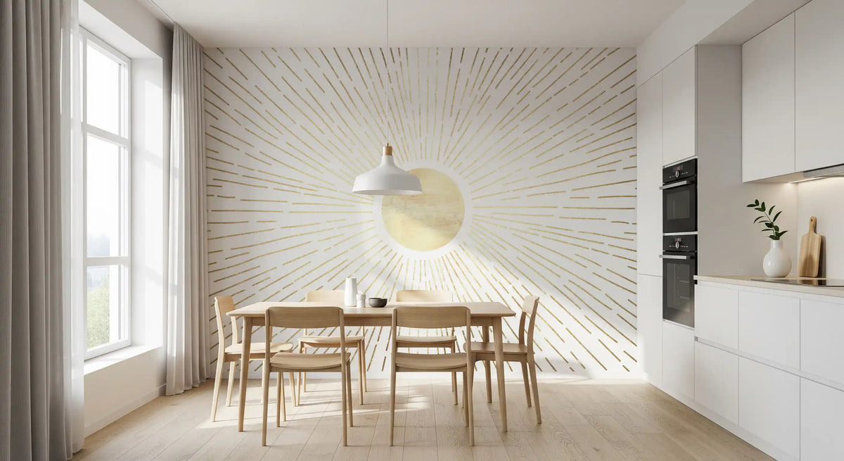 Radiant Golden Burst Wall Mural