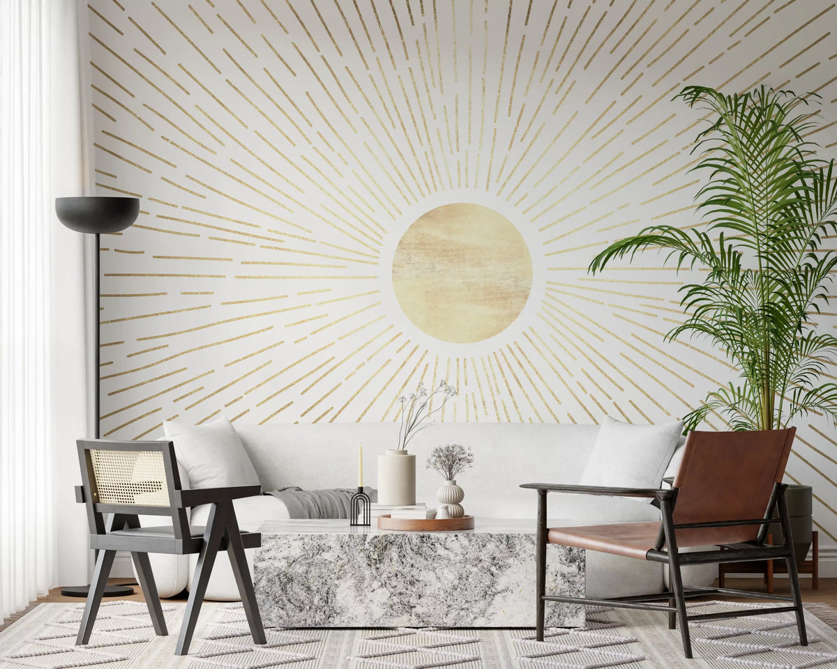 Radiant Golden Burst Wall Mural