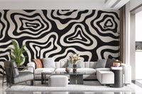 Organic Monochrome Swirls Wall Mural
