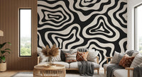 Organic Monochrome Swirls Wall Mural