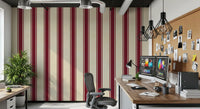 Classic Burgundy and Cream Striped Pattern Wall Mural