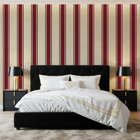 Classic Burgundy and Cream Striped Pattern Wall Mural