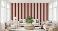 Classic Burgundy and Cream Striped Pattern Wall Mural