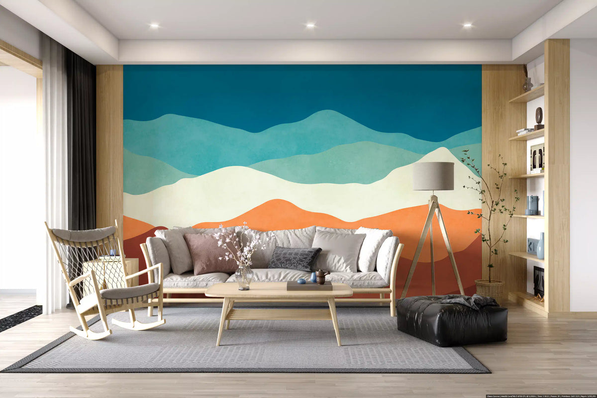 Serene Layered Mountain Horizon Wall Mural