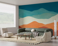 Serene Layered Mountain Horizon Wall Mural