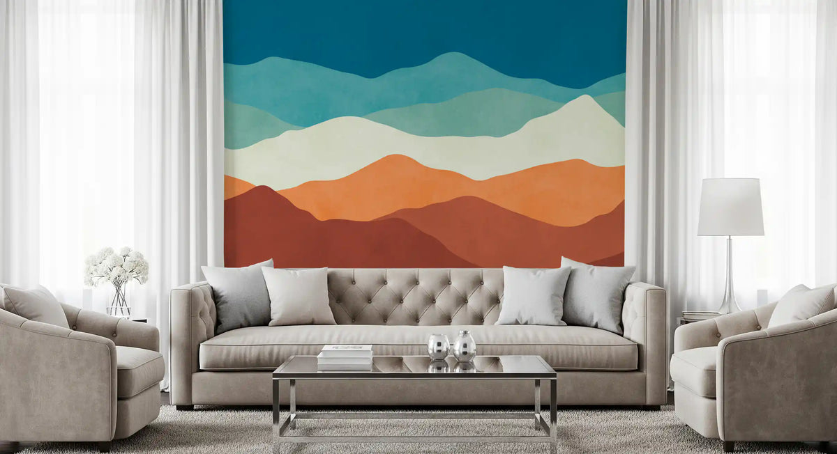 Serene Layered Mountain Horizon Wall Mural