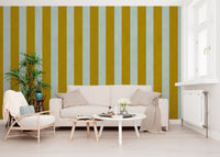 Ochre and Sage Vertical Stripe Wall Mural