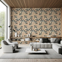 Minimalist Ginko Leaf Pattern Wall Mural