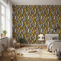 Contemporary Ochre Zebra Stripe Pattern Wallpaper⁠