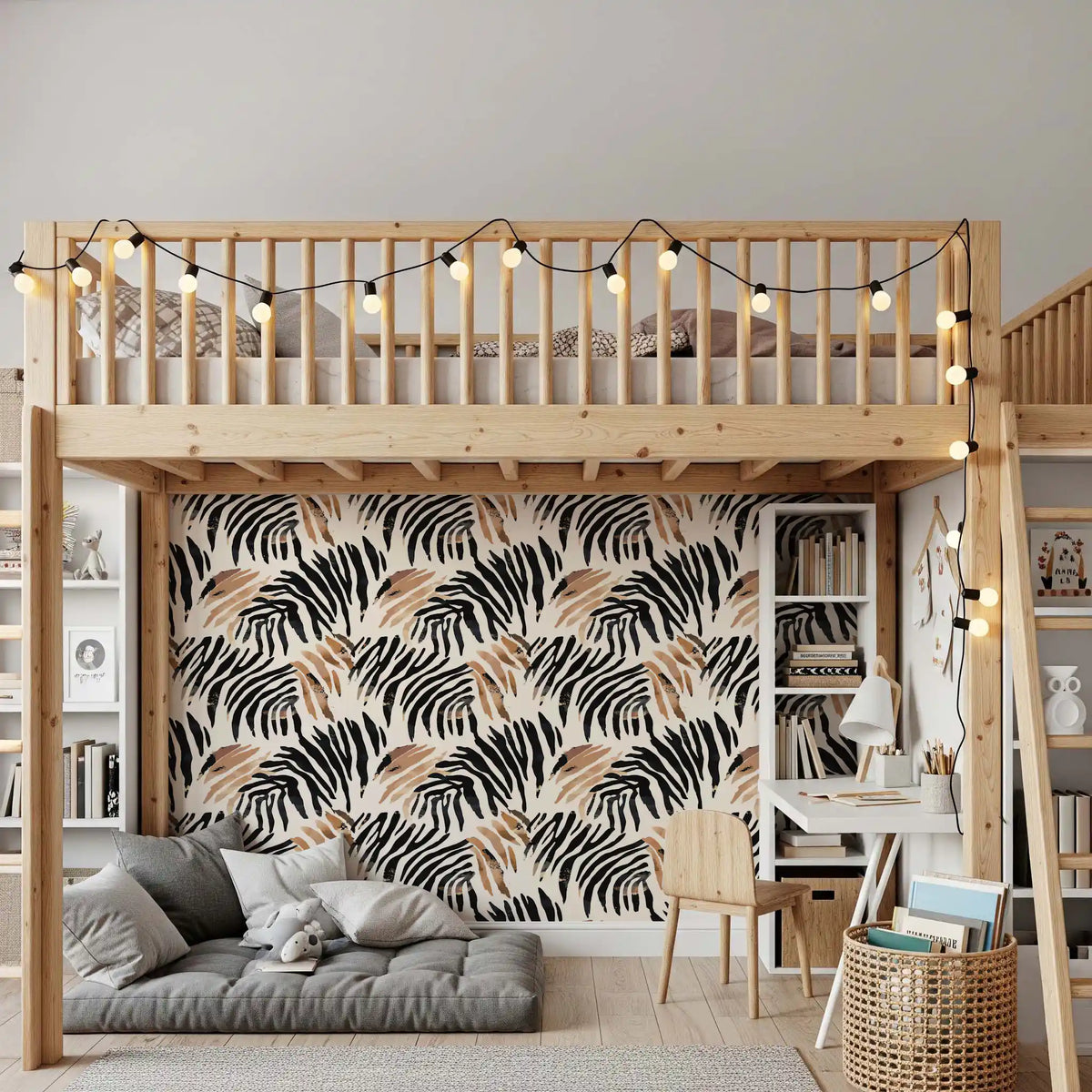 Abstract Zebra Stripe Brushwork Wallpaper⁠