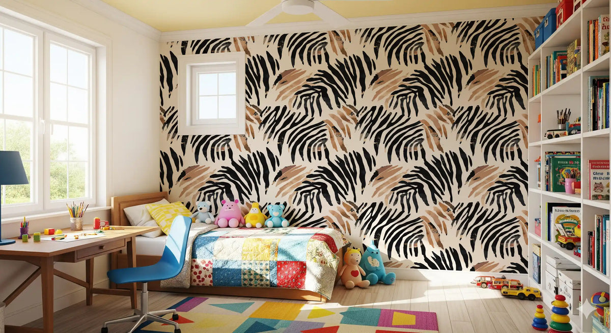 Abstract Zebra Stripe Brushwork Wallpaper⁠