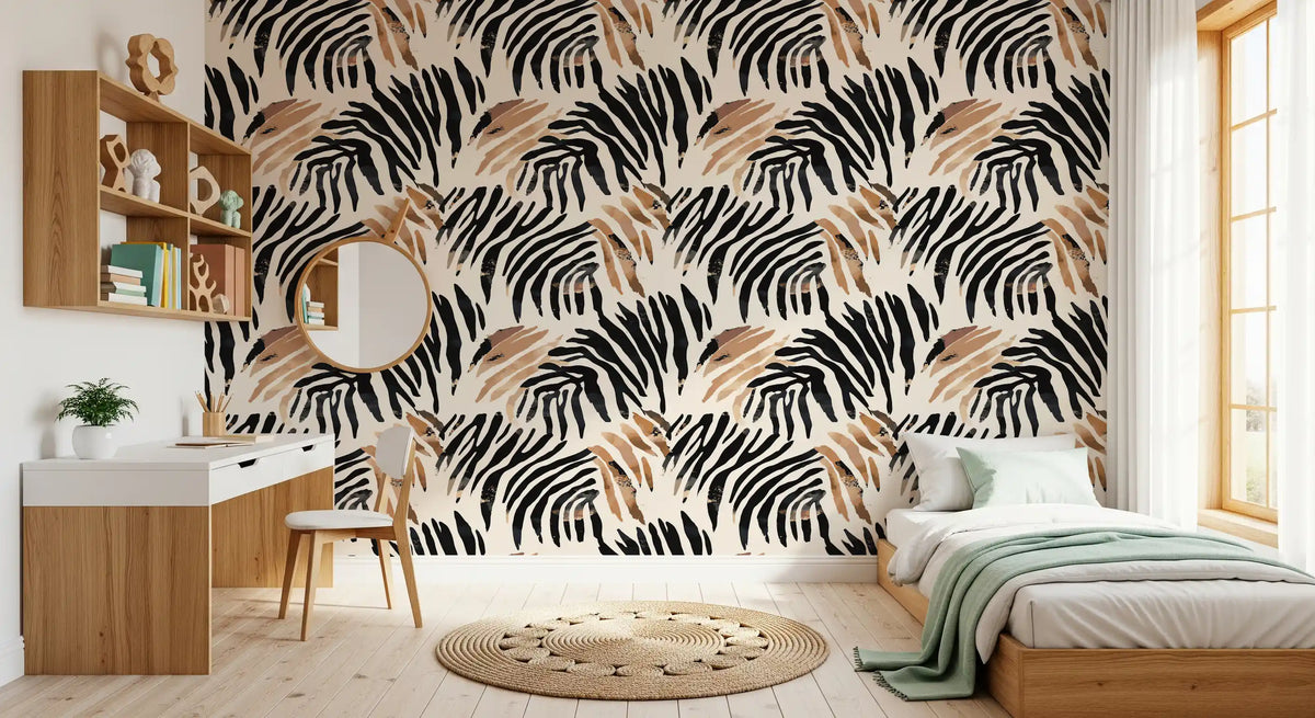 Abstract Zebra Stripe Brushwork Wallpaper⁠