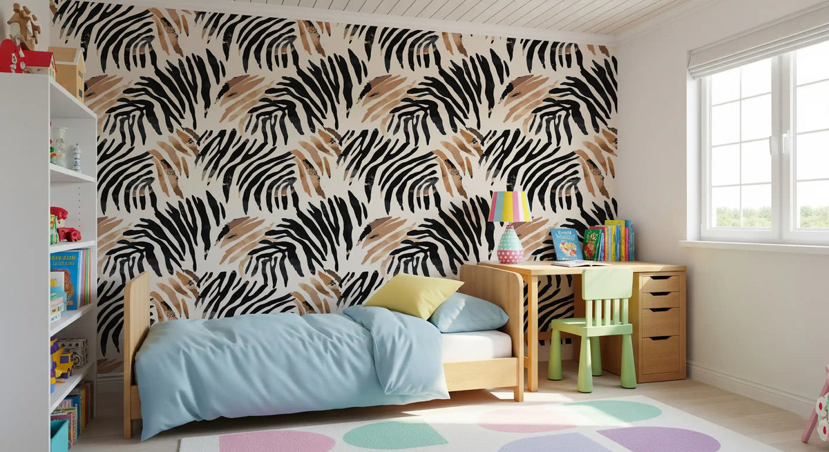 Abstract Zebra Stripe Brushwork Wallpaper⁠