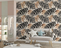 Abstract Zebra Stripe Brushwork Wallpaper⁠