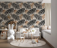Abstract Zebra Stripe Brushwork Wallpaper⁠