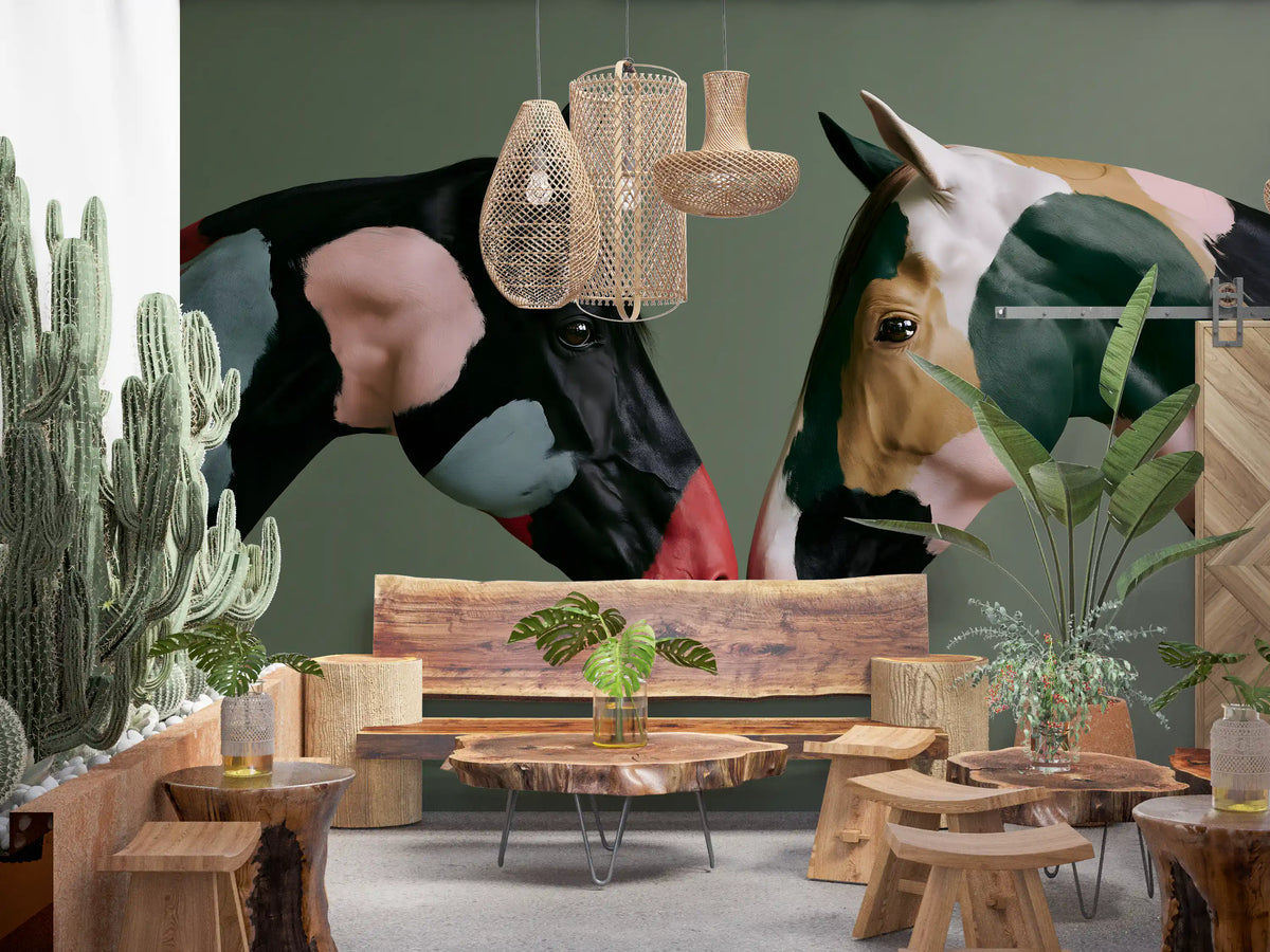 Painted Equine Duo Wall Mural
