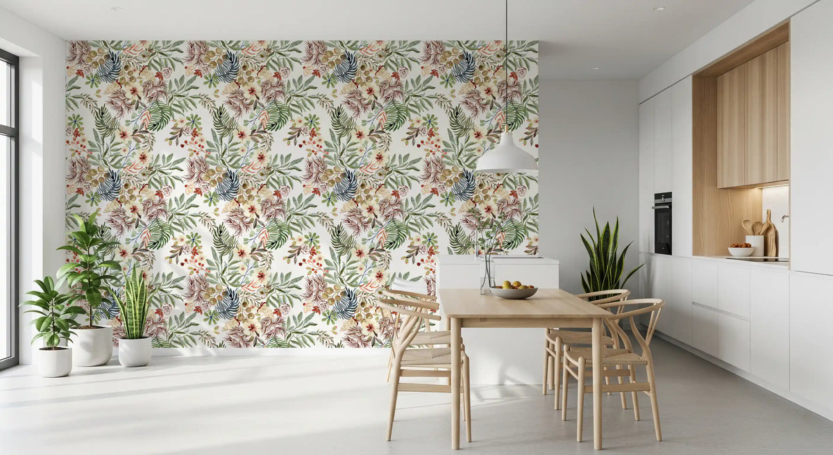 Rustic Meadow Wildflower Illustration Wallpaper⁠