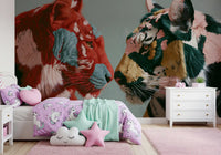 Duo of Painted Tigers Wall Mural