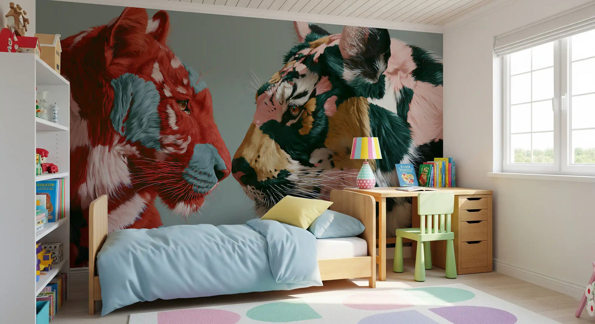 Duo of Painted Tigers Wall Mural