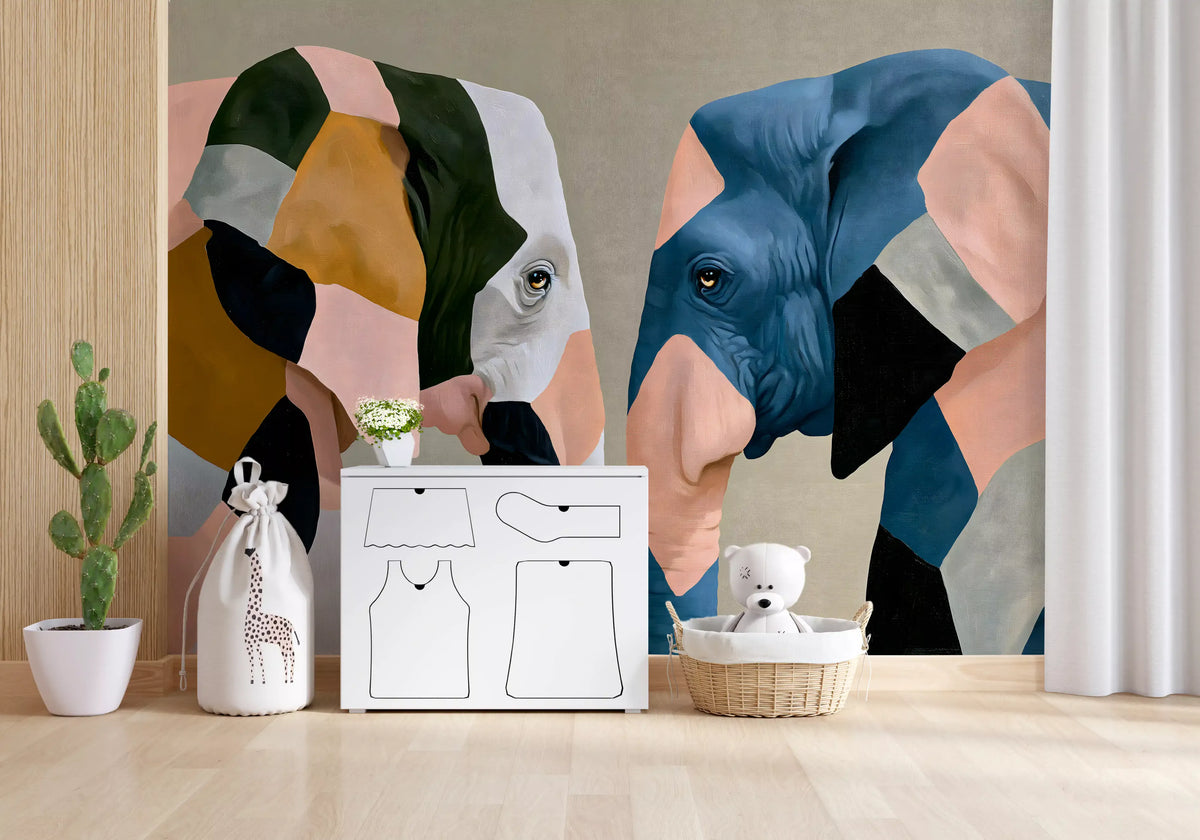Abstract Elephant Encounter Wall Mural