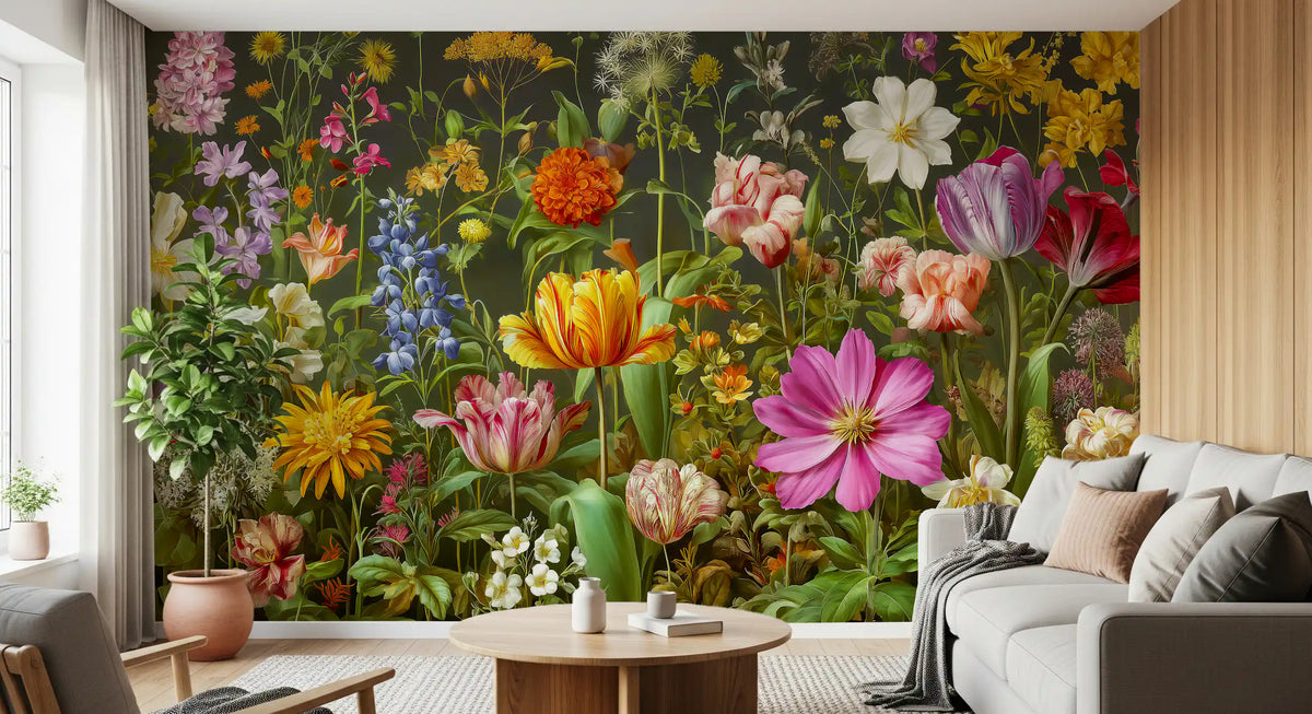 Midnight Meadow Botanical Bloom Wall Mural