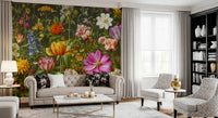 Midnight Meadow Botanical Bloom Wall Mural