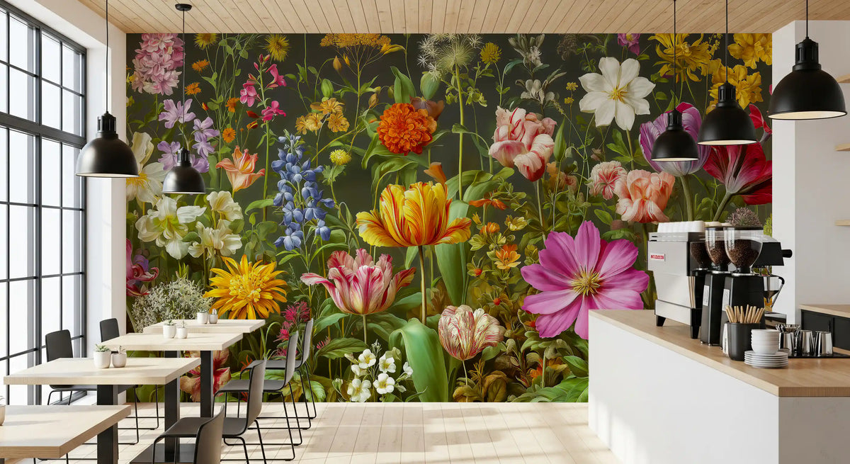 Midnight Meadow Botanical Bloom Wall Mural