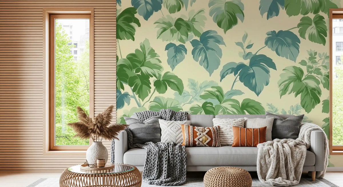 Verdant Jungle Foliage Pattern Wall Mural