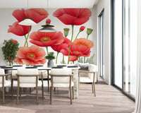 Crimson Poppies in Bloom Wall Mural