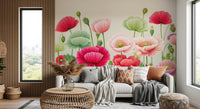 Ethereal Poppy Field Meadow Wall Mural