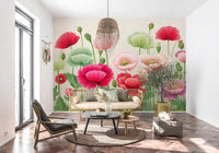 Ethereal Poppy Field Meadow Wall Mural