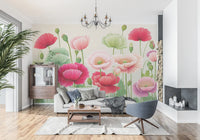 Ethereal Poppy Field Meadow Wall Mural