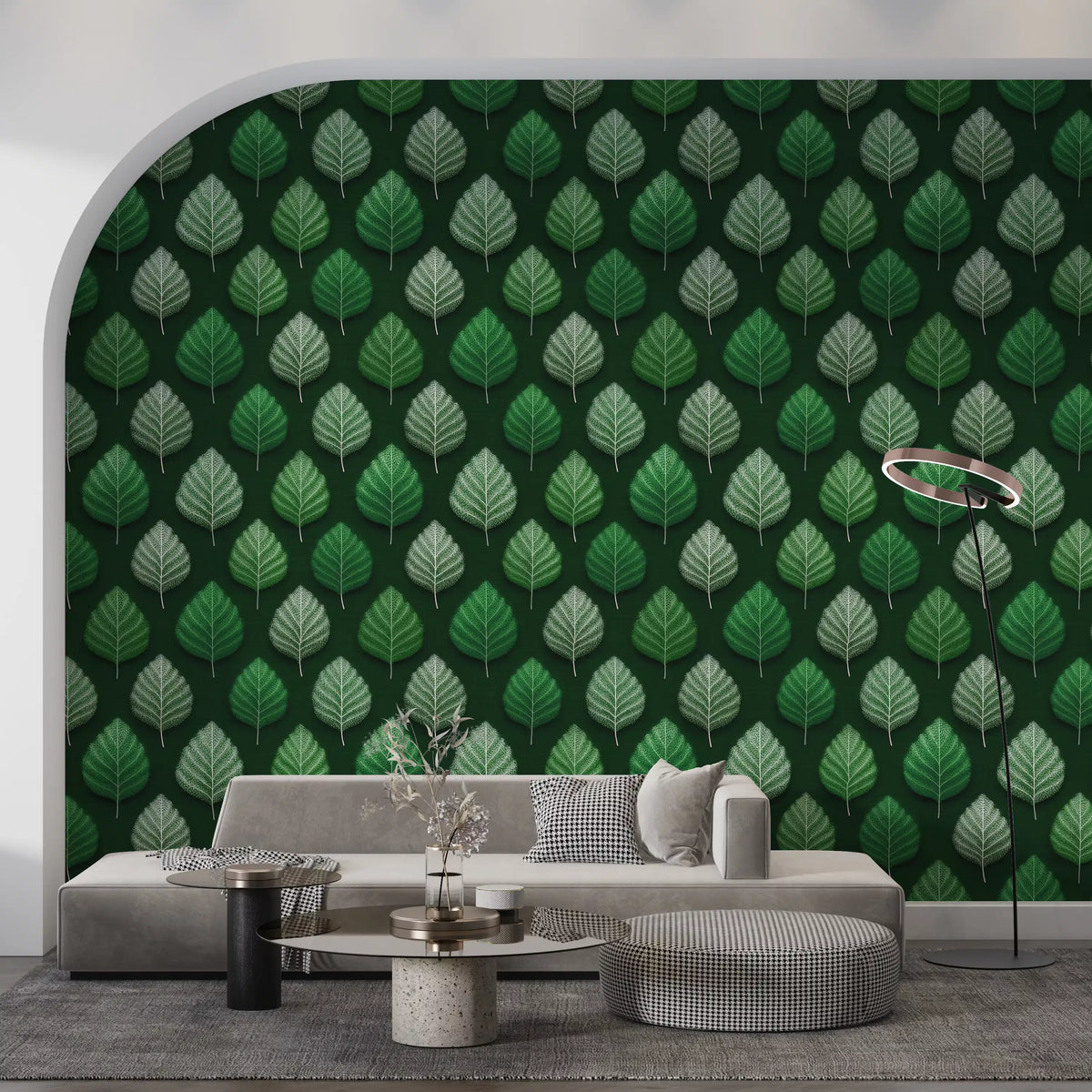 Minimalist Leaf Grid Design Wallpaper⁠