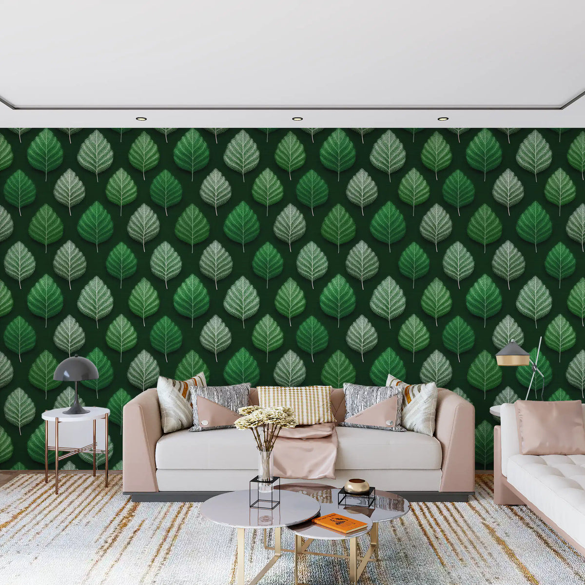 Minimalist Leaf Grid Design Wallpaper⁠