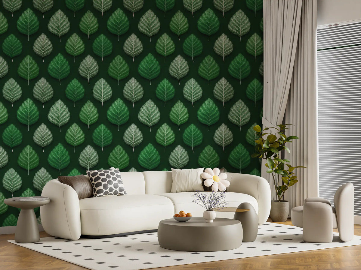 Minimalist Leaf Grid Design Wallpaper⁠