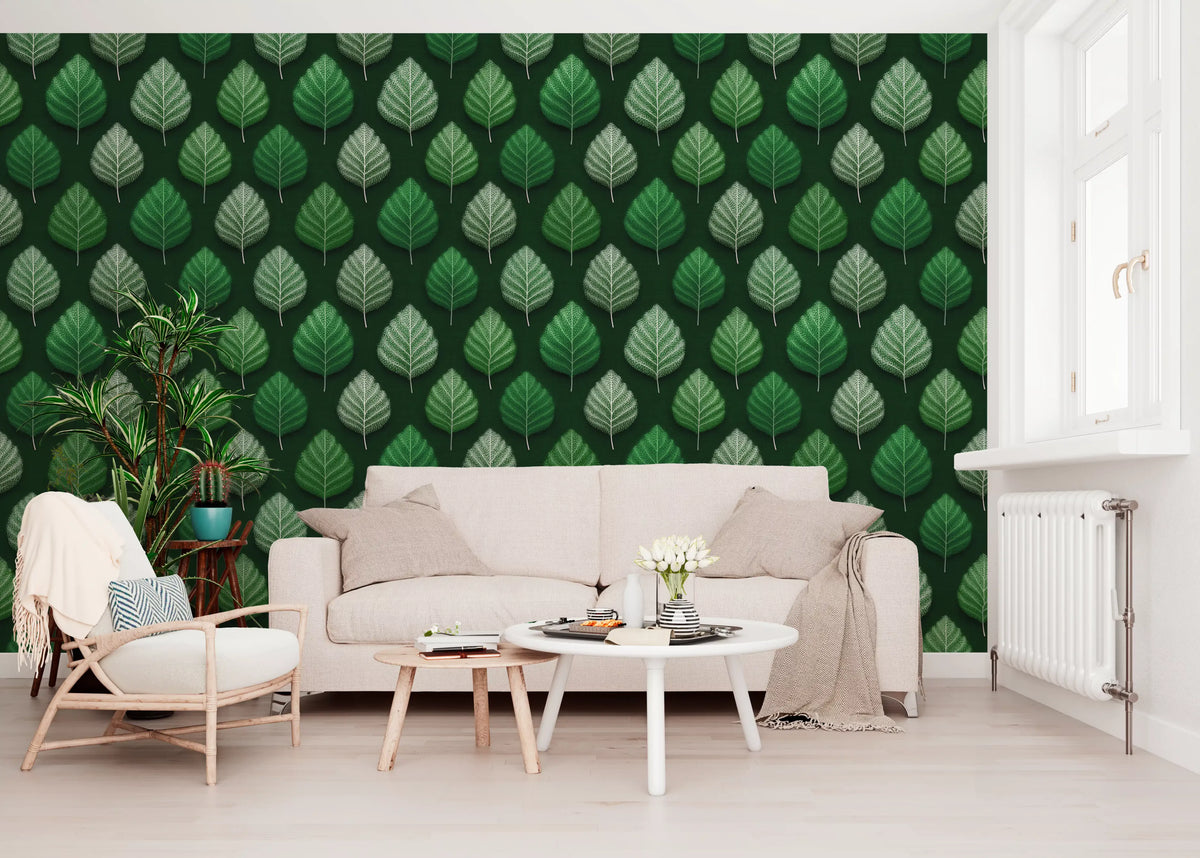 Minimalist Leaf Grid Design Wallpaper⁠