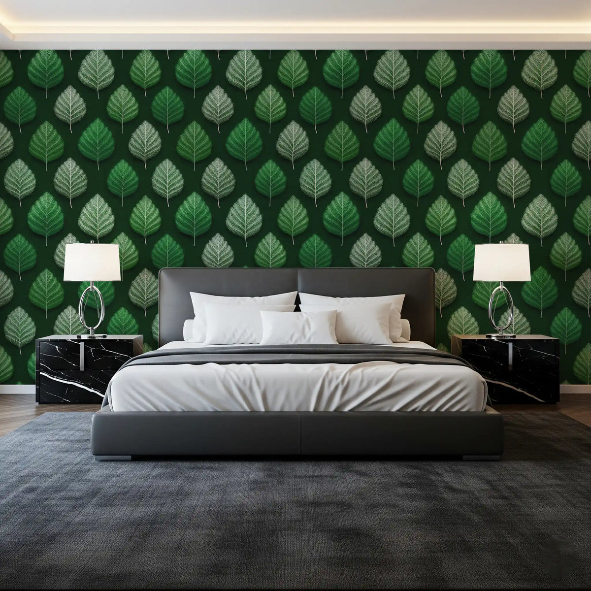 Minimalist Leaf Grid Design Wallpaper⁠