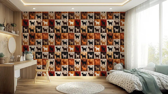 Feline Quilt Grid Wallpaper⁠