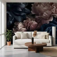 Midnight Peony and Rose Bloom Wall Mural