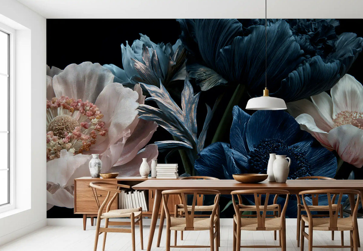 Midnight Peony Bouquet Wall Mural