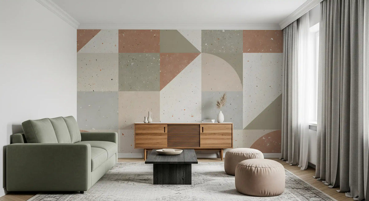 Geometric Terrazzo Tile Composition Wall Mural