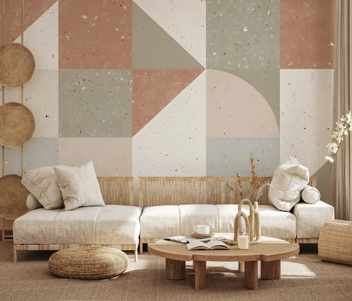 Geometric Terrazzo Tile Composition Wall Mural
