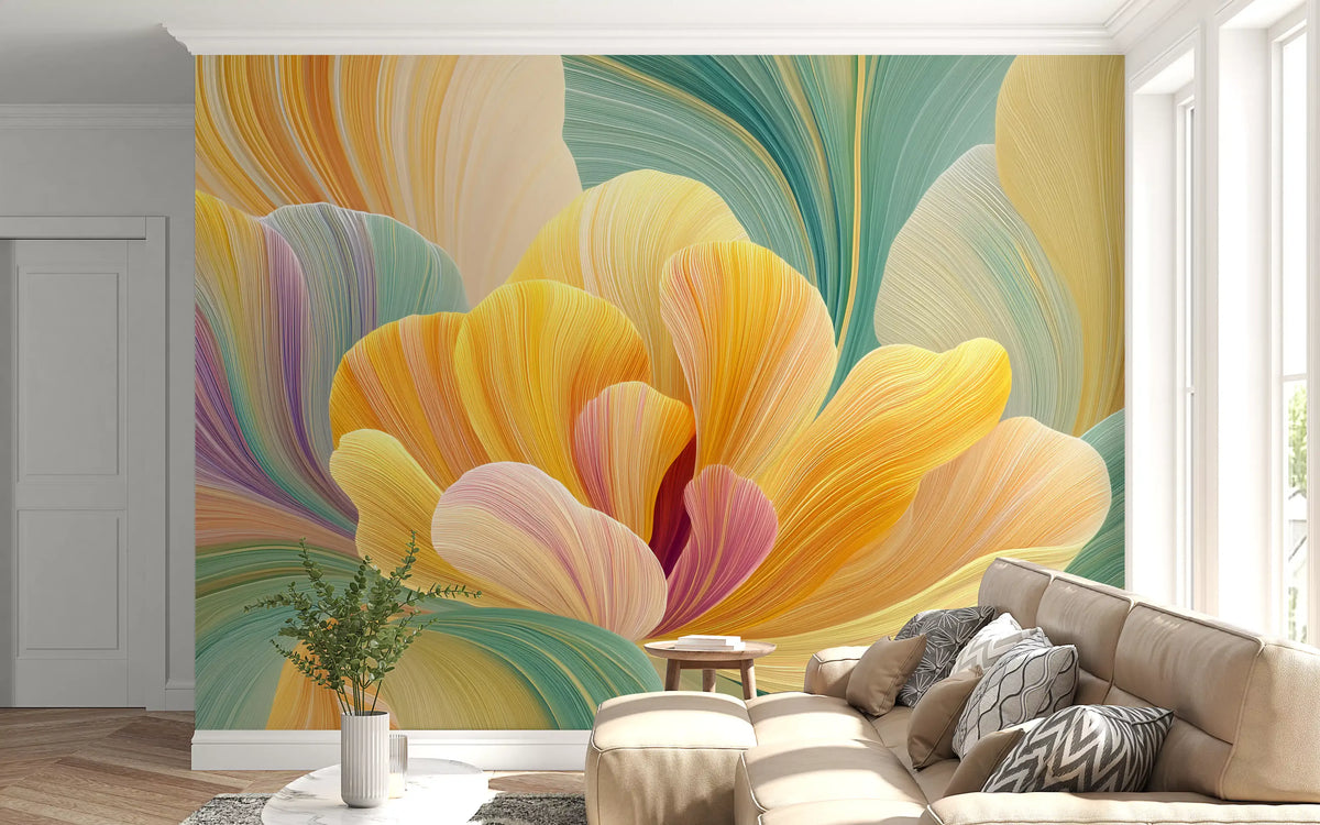 Pastel Petal Layers Wall Mural